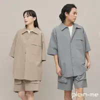 在飛比找momo購物網優惠-【plain-me】吸濕排汗六分袖寬鬆襯衫 PLN3306-