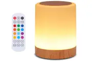 Dimmable Touch Bedside Table Lamp with 13 RGB Colors, USB Rechargeable Desk Lamp, Remote Control (Yellow)