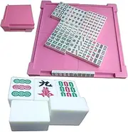Mahjong Tiles Portable Mini Mahjong Set 27mm Mah Jongg Travel Mini Mahjong Set Party Game Traditional Game with Mini Table for Home Entertainment Chinese Mahjong