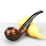 Tobacco Pipe Briar Wood 9mm Filter Creative Round Engraved Smoking Tool 145x34mm