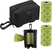 CUBETA Poo Bag Holder for Dogs, Poop Bag Holder for Dog Leash, Soft Fabric Zipper Fits Any Leash - Poop Bag Dispenser with 2 Rolls of Poo Bags
