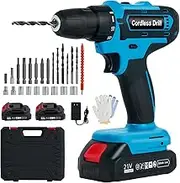 Advwin Cordless Electric Drill, 21V Power Drills Set Tool Drills with 2 Lithium-Ion Batteries, 18 Torque Settings, Variable Speed 0-1500 RPM