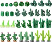 36Pcs Mini Resin Cactus, Miniature Resin Cactus Figures 12 Styles Cute Mini Artificial Green Cactus Succulents for Garden Flowerpot Bonsai Micro Landscape Decorations
