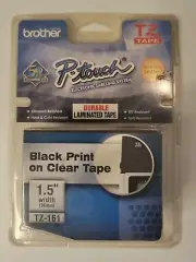 Brother P-touch Labels TZ-161 1.5" wide Black Print on Clear Laminated Tape