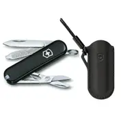 Victorinox Swiss Army Classic Black Knife + Pouch Bundle