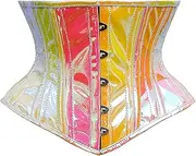 [Corsets Island] Steel Boned Shiny Holographic & Metallic PVC Corsets Overbust & Underbust Glamorous Heavy Duty Waist Training Corsets