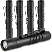 5 Pack Mini Flashlight LED High Lumens Tactical Pen Light with Clip AAA Battery