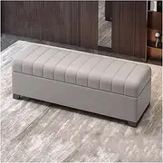 Storage Bench Large Storage Ottoman,Modern Faux Leather Ottoman with Storage,Rectangle Storage Ottoman Bench for Bedroom,Living Room,Entryway(Gray,120CM)