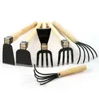 Dual-Purpose Hoe With Short Wooden Handle Handheld Garden Tool 2 In 1 Rake NOW