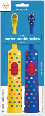Kids Battery Powered Toothbrush, 2 Count, 1 Pack (Previously Solimo)