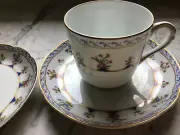 Bernadaud Chateaubriand Blue Footed Cups & Saucers set of 6