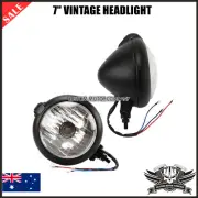 Black billet motorcycle 7" headlight Harley chopper cafe racer bobber custom