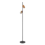 Kindle Painted Timber Tones Twin Light Black Floor Lamp
