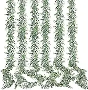 Artificial Eucalyptus Garland Fake Eucalyptus Greenery Garland Faux Hanging Plants Artificial Vines, 6 Feet/Strand for Wedding Backdrop Arch Wall Table Party Outdoor Festival Decor (6)