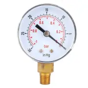 Vacuum Gauge -1-0Bar -30-0inHg 50mm 1/8 BSPT Bottom Connection For Air Water