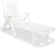 Sun Lounger, Outdoor Sun Lounge Patio Chaise Lounge Reclining Chair Recliner Chair Sun Lounger with Footrest Plastic White