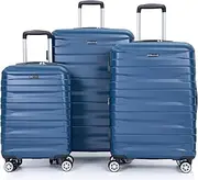 [XIQUMOPAX] 3 - Piece Hardshell Suitcase Set with Lock, One Color, Blue