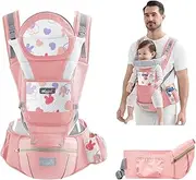 IULONEE Baby Carrier, Baby Carrier, Newborn Ergonomic Baby Carrier, Easy to Put on Baby Carrier, Hip Seat, Baby Carrier Strap, Baby Sling Ideal for Hands-Free Parental Life (Pink)