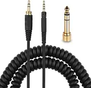 Coiled Aux Cord Replacement for Sennheiser HD598 HD598 Cs HD599 HD569 HD579 HD558 HD518 Headphone Audio Cable with 6.35mm Adapter