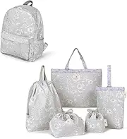 COLORFUL CANDY STYLE Laura Ashley NU300800 School Entrance School Entrance 6-Piece Set, Lesson Bag, Shoe Case, Drawstring Bag, Gymnastics Clothing Bag, Lunch Bag, Cup Bag, Small Storage Rucksack,