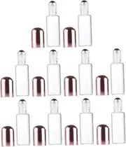 Healeved 10pcs Glass Essential Oil Roller Bottles with Lid Leakproof Perfume Bottle Transparent Design for Travel Portable and Convenient Storage