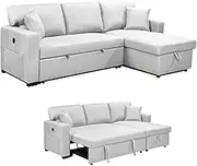 Foret 3 Seater Sofa Bed Modular Corner Pullout Lounge in Light Grey