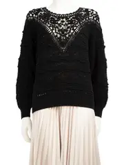 Black Crochet Long Sleeves Jumper