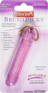 The Doctor's BrushPicks Interdental Toothpicks, 15 Picks with Keychain Dispenser