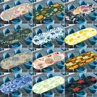 Oval Elastic Coffee Table Cover Plant Waterproof Oil Resistant Dinner Tablecloth