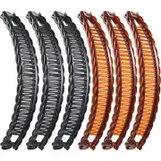 6 Pieces Banana Hair Clip Clincher Combs Clip Fishtail Fish Shape Black, Brown