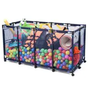 Yescom Extra Large Metal Frame Pool Toy Floats Storage Bin with 12 Wheels, Blue