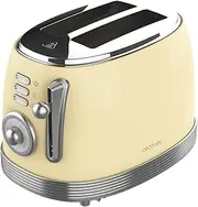 [Cecotec] Toast&Taste 800 Vintage Light Yellow, 850 W, Double Slot, Extra Wide, 3.8 cm, 2 Toasts, Stainless Steel, Vintage Style, Functions, Yellow, 03210