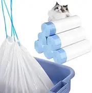 120pcs Cat Litter Box Liners Waste Bags Replacement Drawstring Trash Bags Tear Resistant Leak-proof Disposable Bag for Automatic Self-Cleaning Cat Litter Box Litter-Robot Easy Access Cleanup