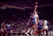 New York Knicks Willis Reed in action battles for the jump ball vs- Old Photo