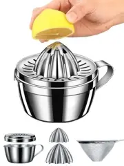 Stainless Steel Citrus Orange Juicer Lemon Lime Fruit Hand Manual Squeezer wi...