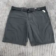 Old Navy Belted Shorts Mens 44 Gray Canvas Flat Front Casual Preppy Classic Core