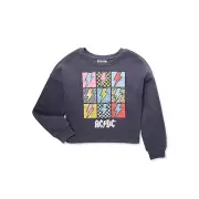 Grayson Social Girls ACDC Graphic Crewneck Sweatshirt, Gray Size XL(14-16)