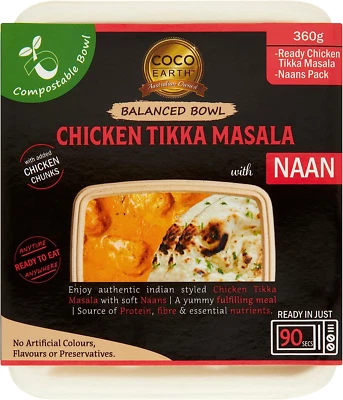 Coco Earth Chicken Tikka Masala with Naan, 360 G