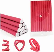 10 Pcs Heatless Hair Curler Flexible Curling Rods,Heatless Curls Rods Soft Twist Foam Hair Rollers for DIY Hair Styling Salon Short, Medium and Long (Red 0.55 * 9.5 inch)