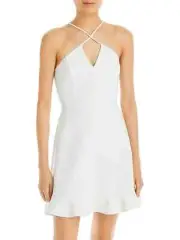 $175 Aidan by Aidan Mattox Halter A Line Mini Dress in Ivory, NWT Size 6 (34)