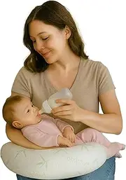 Sacred Thread Nursing Pillow for Breastfeeding - Premium Memory Foam with Removable Rayon Made from Bamboo Cover - Nursing and Posture Support for Mom - Washable Feeding Pillow