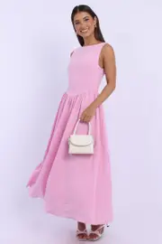 Pink Dropped Waist Maxi Dress - Size 16XL, Women's Maxi Dress