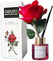 Flower Reed Diffuser Set Essential Rose Oils Reed Diffusers for Home 50ml（6oz） Field Scented Sticks in Aromatherapy Oil Diffuser Reeds for Bathroom Shelf Decor Diffuser with Sticks Diffuser