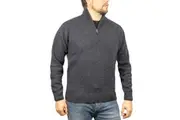 100% SHETLAND RAGG WOOL Half Zip Up Knit JUMPER Pullover Mens Sweater Knitted - Denim Blue (45) - 3XL