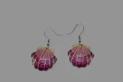 Retro Design Sea Shell Shaped Earring Set Fish Hook Dangle Pink / Red Vintage
