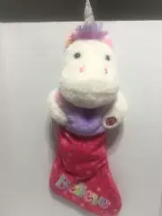 Unicorn Musical Christmas Stocking Lights/Plays 3 Songs Brand New