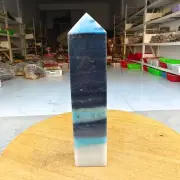 585g Trolleite Crystal Tower Point Obelisk Natural Rare Blue Quartz Healing Z747