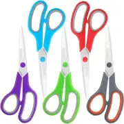 Scissors Bulk Set of 5-Pack, 8" Multipurpose Sewing Craft Fabric Scissors for O