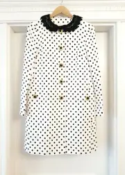 NWT $4K Dolce & Gabbana Polka-dot Printed Jacquard Coat In Pois Eero, IT 38