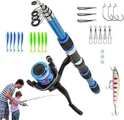 Kids Fishing Rod and Reel Combo,1.8m Telescopic Fishing Rod for Casting - Beginner Fish Kit, Youth Fish Set, Tackle Starter Set, Small Dock Gear Kit for Toddler